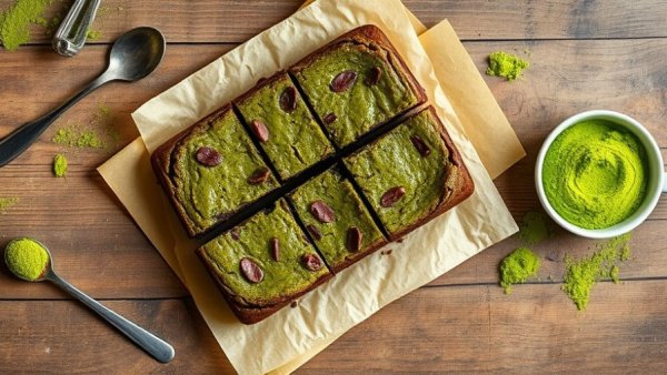 Green tea matcha brownies on parchment, JOC Cooking Challenge December 2025.