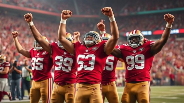 San Francisco 49ers celebrate victory over the Cleveland Browns.