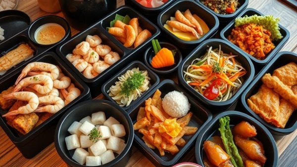 Vibrant Osechi Ryori recipes beautifully arranged in bento boxes.