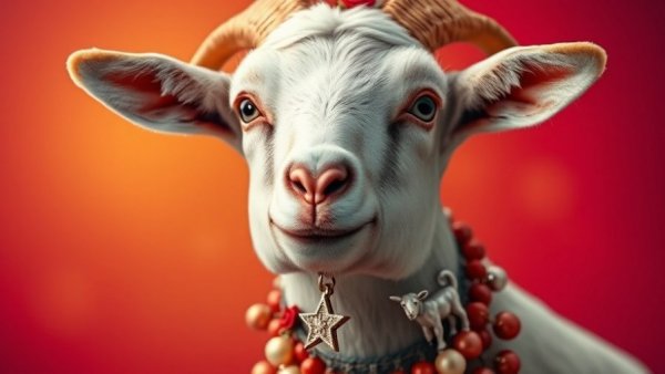 City Grazing Goat Swag Store necklace with charms on goat.