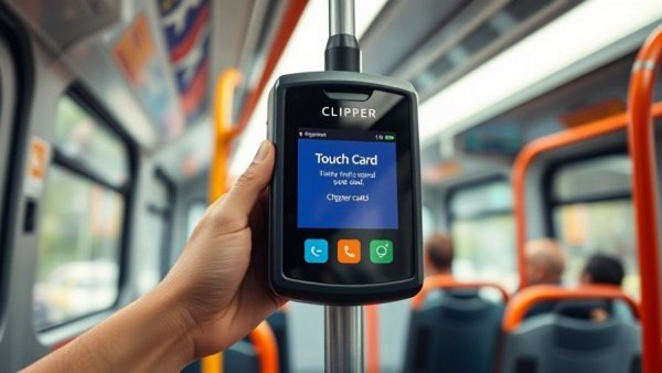 Modern Clipper card reader prompting card touch on transit