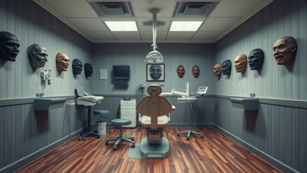 Epstein Island photos: Unique room with dental chair and masks.