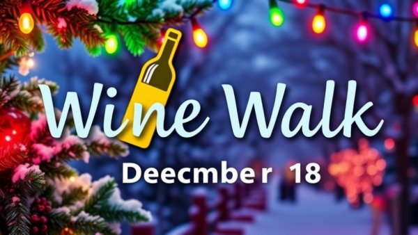 Castro Wine Walk 2025 festive flyer with colorful lights and text.