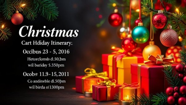 Christmas on the Waterfront event poster with festive holiday decorations.