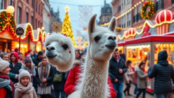 Scenes from Carol of Lights Winter Festival with festive activities and decorations.