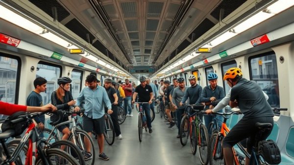Caltrain Bicycle Advisory Committee: cyclists with bikes on a train.