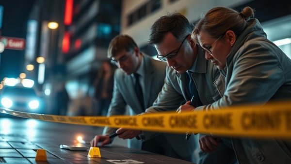 Investigators at Stockton mass shooting crime scene with caution tape