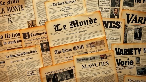 Vintage newspaper collage with various headlines
