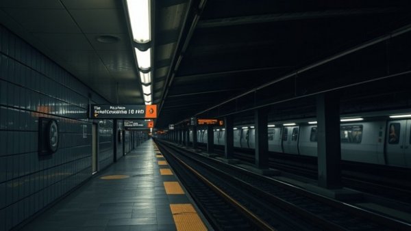 Empty BART station platform indicating service disruptions.