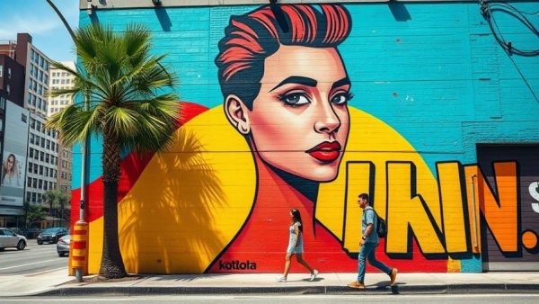 Colorful mural in urban setting during Grandpa Vicha trial awareness.