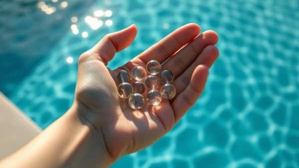 Cadence Capsules Review: Hexagonal containers held over pool, elegant design.