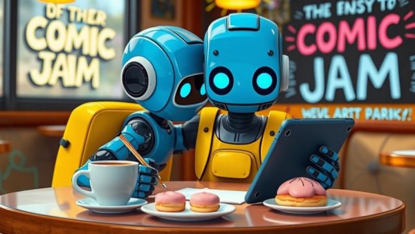 Free Cartoonist Conspiracy Drawing Jam San Francisco poster with robot and text.