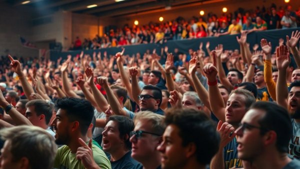 Passionate fans cheering during a World Cup match.