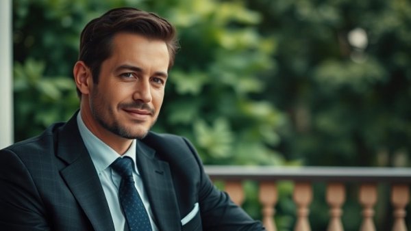 Korean crime thriller scene with a suited man outdoors.