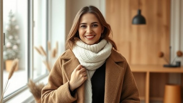 Elegant winter fashion trends 2025 modeled by stylish woman indoors.
