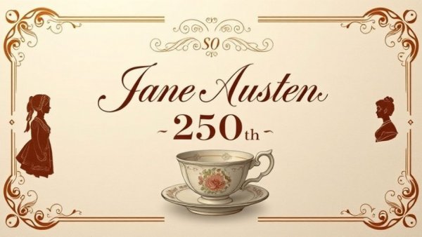 Invitation for Jane Austen's 250th Birthday Celebration with vintage design.
