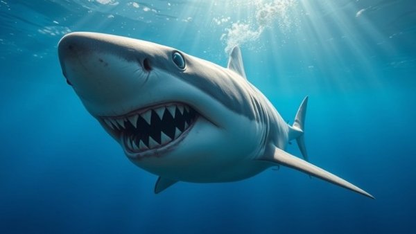 Menacing shark swims in Bodega Bay shark encounter