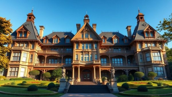 Intricately designed historic Victorian mansion in Bay Area local culture.