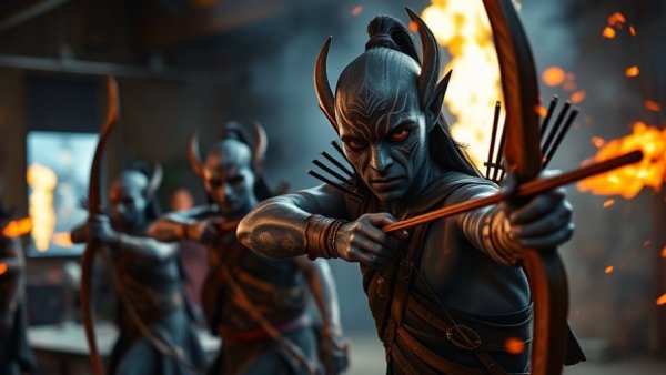 Avatar Fire and Ash behind the scenes with archery and alien character.