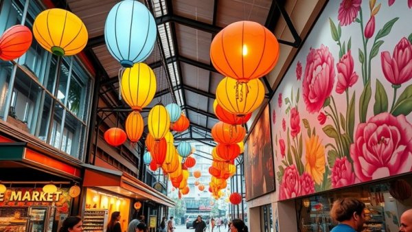 Colorful entrance to a market in California
