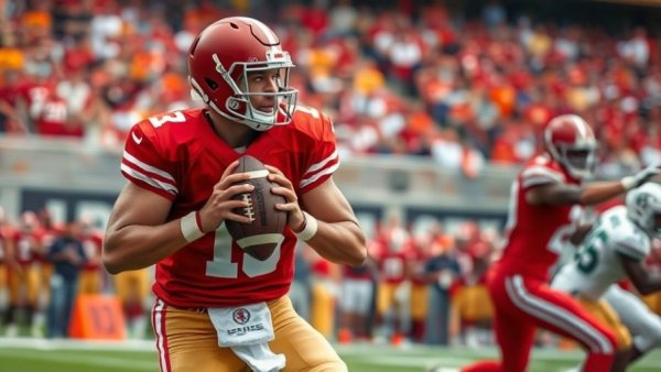 Brock Purdy NFL passer rating milestone during dynamic football game.