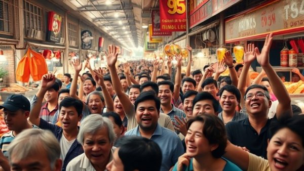 Late Night Madness at Seafood City with lively crowd celebrating.