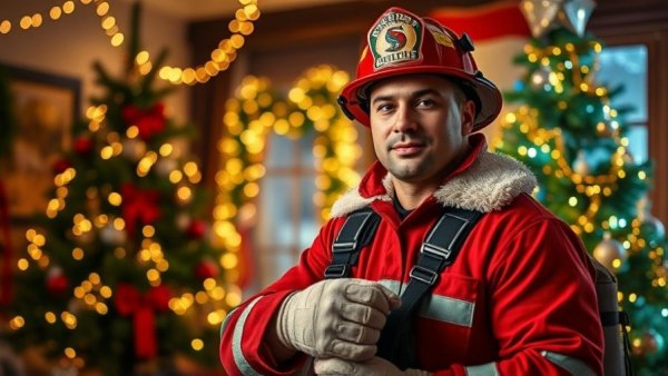 ChatGPT Images 1.5: Festive fireman calendar with Christmas decor.