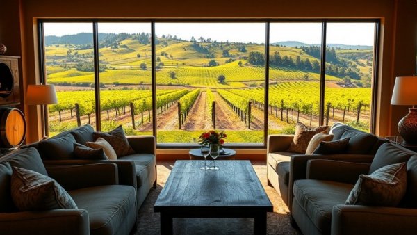 Luxury Napa Valley winery celebration with panoramic vineyard view.