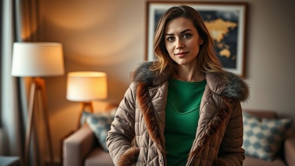 Fashion-forward winter style in cozy setting, Winter 2025 Fashion Trends.