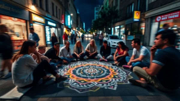 Blurred crowd at 16th & Mission Open Mic San Francisco night scene.