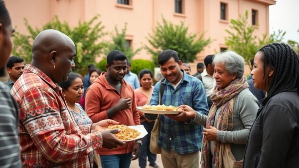 Community event on Great Highway San Francisco with food distribution.