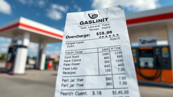 Close-up of gas station receipt showing overcharge at 7-Eleven.