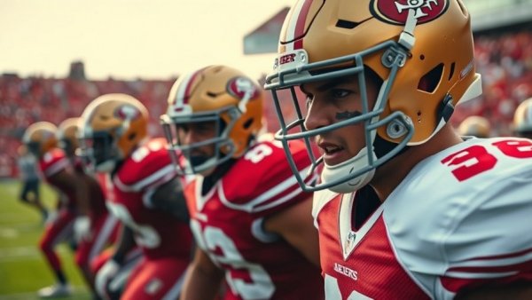 49ers players practicing on field, displaying competitive intensity.