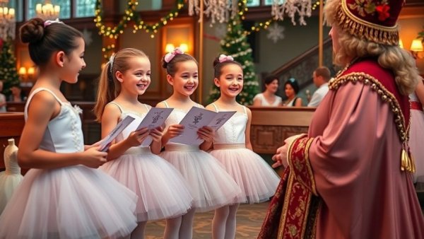 Bay Area Holiday Culture: Young ballerinas meeting a performer