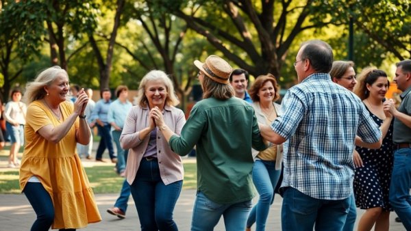 Lindy in the Park Swing Dance event with people enjoying outdoors.