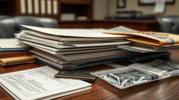 Evidence files and negatives linked to Epstein Files Legal Violations on a desk