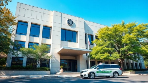 Government building with security vehicle; Federal Judge Halts ICE Courthouse Arrests.