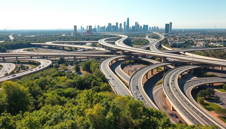 Cesar Chavez Interchange showing road network and greenery.