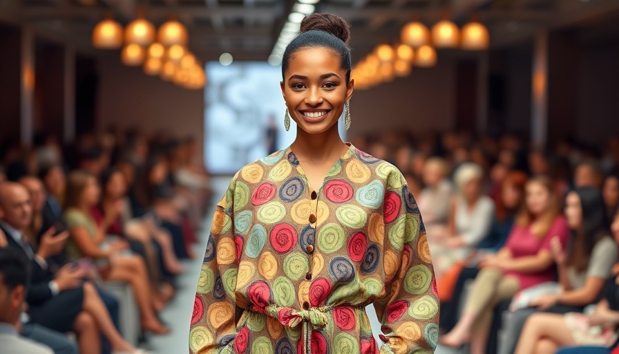 Vibrant fashion model presenting Oakland Style 2025 at indoor event