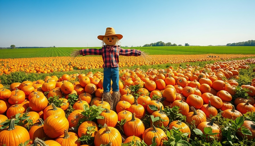 Bay Area pumpkin patches with vibrant pumpkins and scarecrow