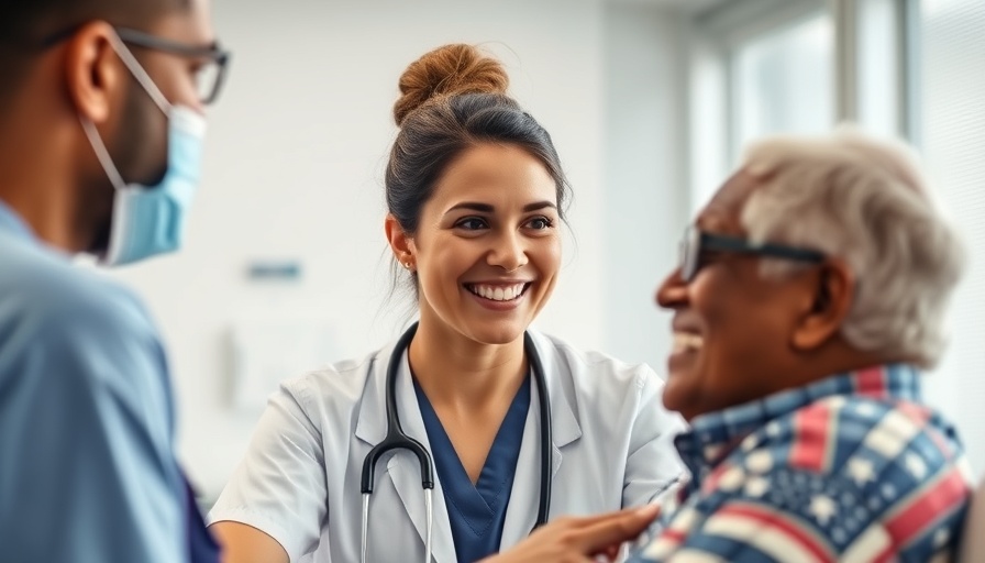 Veteran receiving care in a modern clinic.