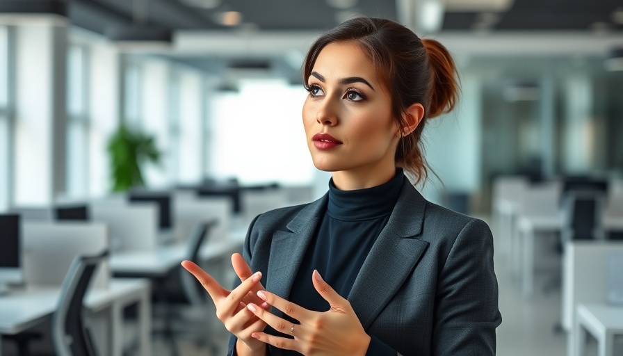 Confident young woman introducing herself in an interview.