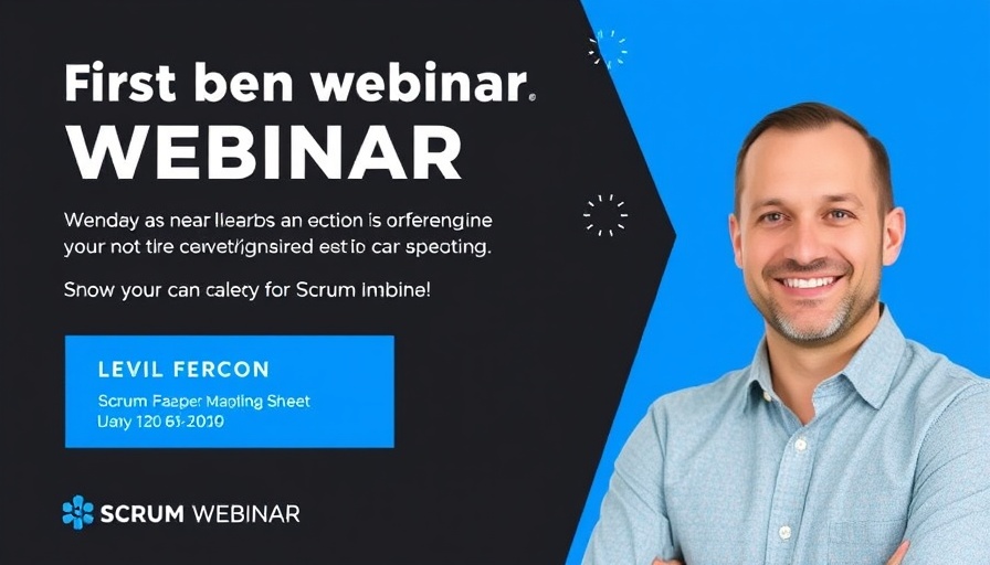Scrum Masters Live Demo webinar ad featuring a presenter with event details.