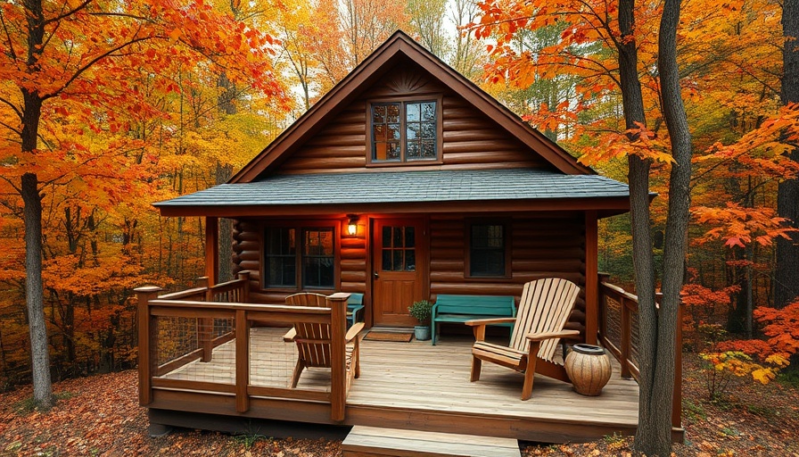 Charming rustic cabin, Unique New England Airbnbs in autumn forest.