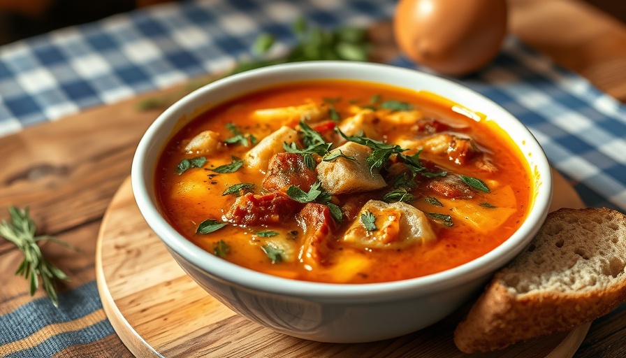 Delicious Ribollita Tuscan Bread Soup garnished with herbs.