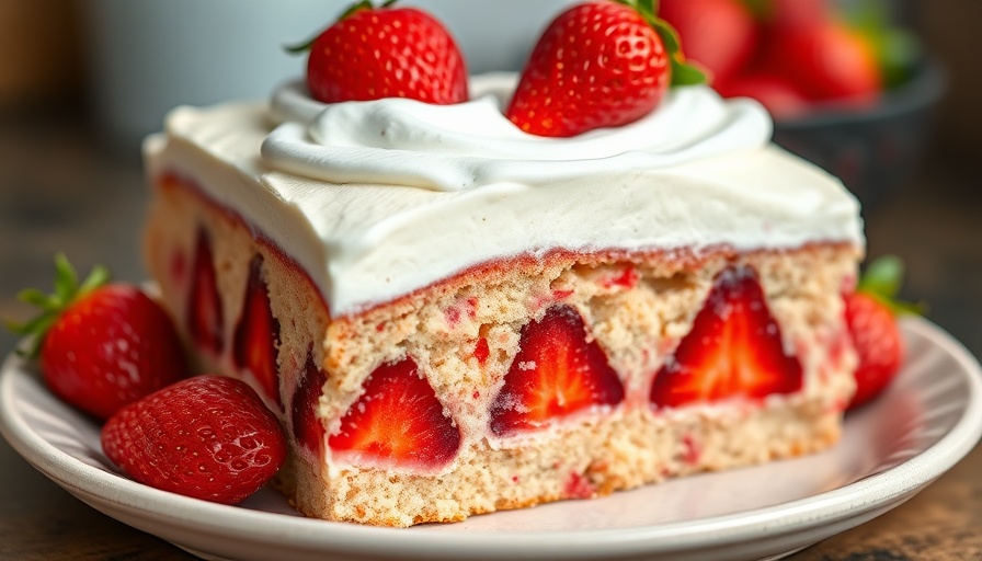 Delicious strawberry blender cake recipe with fresh toppings.