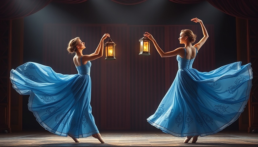 Ballet dancers hold lanterns on stage, symbolizing Raymonda's career and love journey.