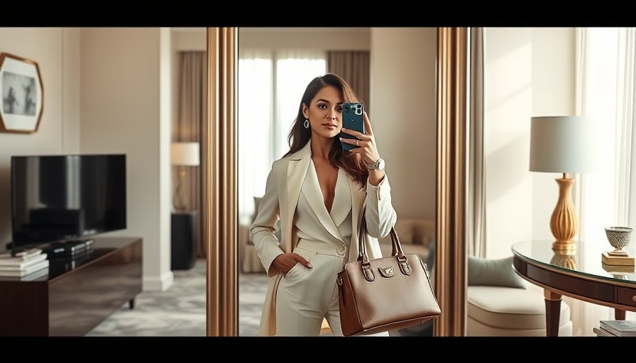 Timeless Fashion and Consignment Shopping: Woman in Cream Outfit Takes Mirror Selfie