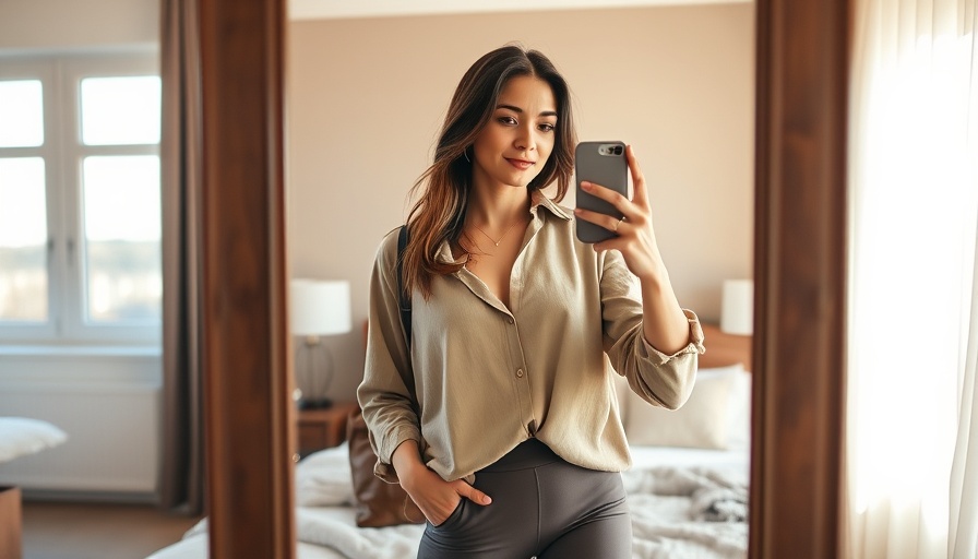 Chic travel outfit tips for comfort and style, mirror selfie.