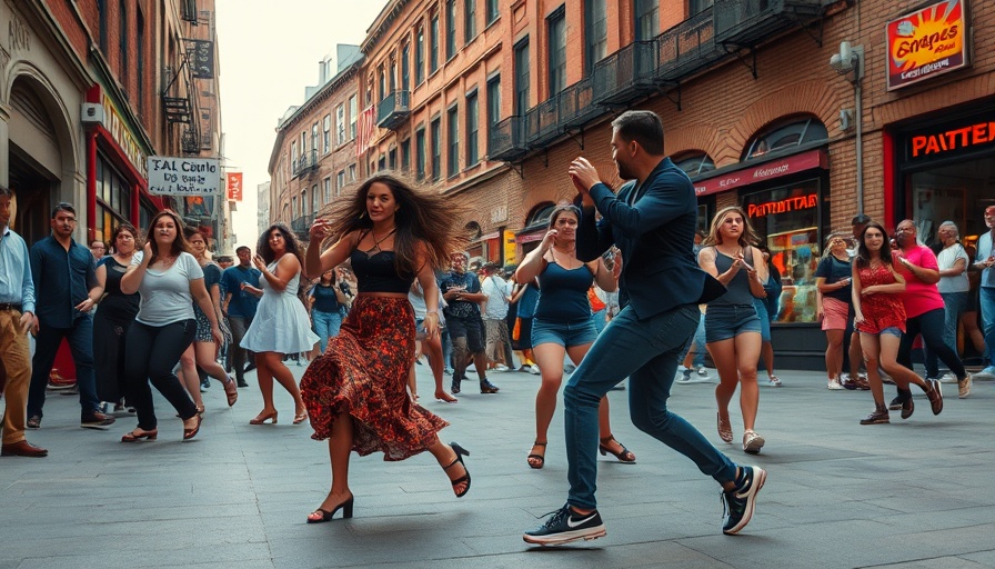Duke Kim in a vibrant West Side Story street scene performance.